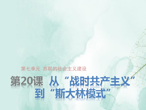 人教版高中历史必修2精品课件1：第20课从“战时共产主义”到“斯大林模式”