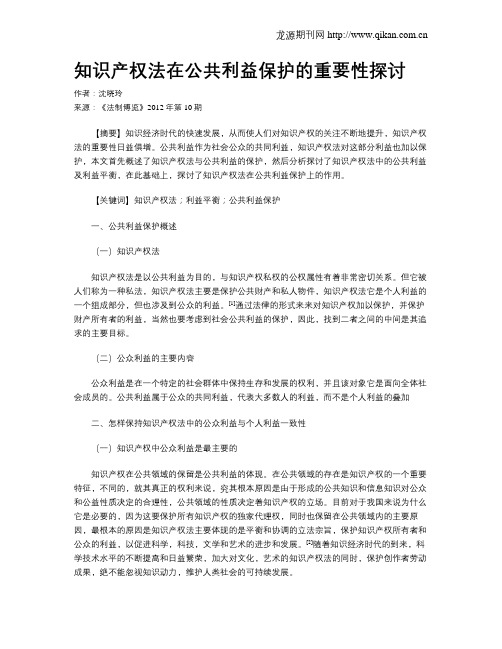 知识产权法在公共利益保护的重要性探讨