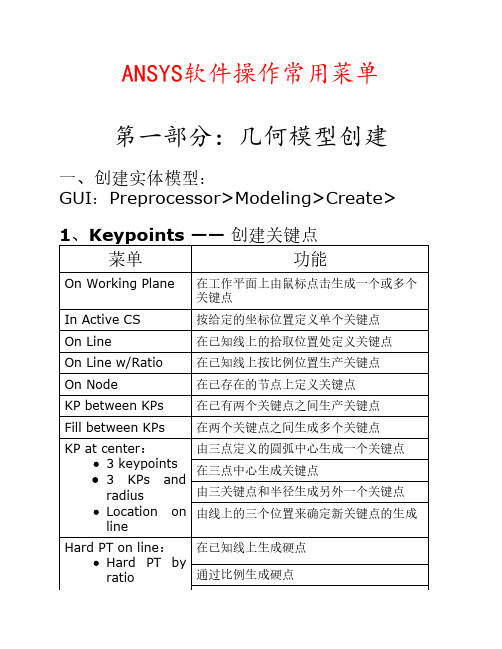 【最新最全】ANSYS操作常用菜单--中英文对照