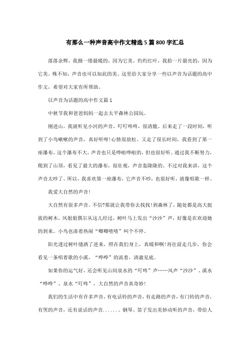 有那么一种声音高中作文精选5篇800字汇总