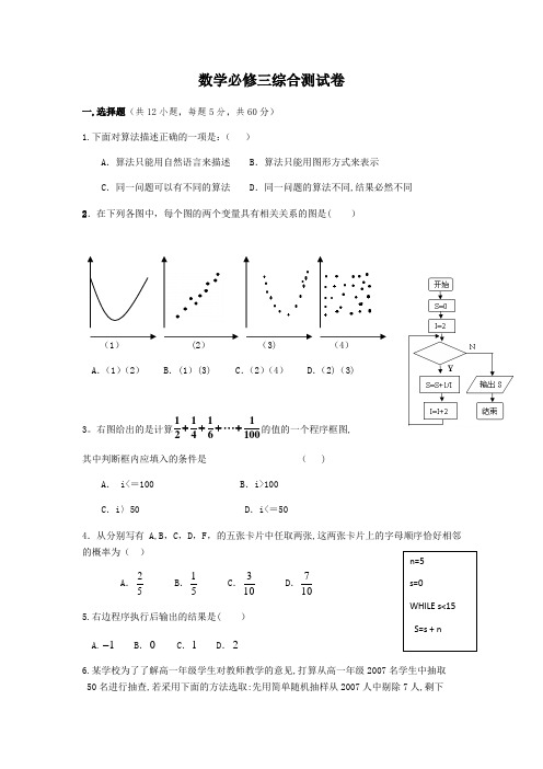 数学必修三综合测试卷