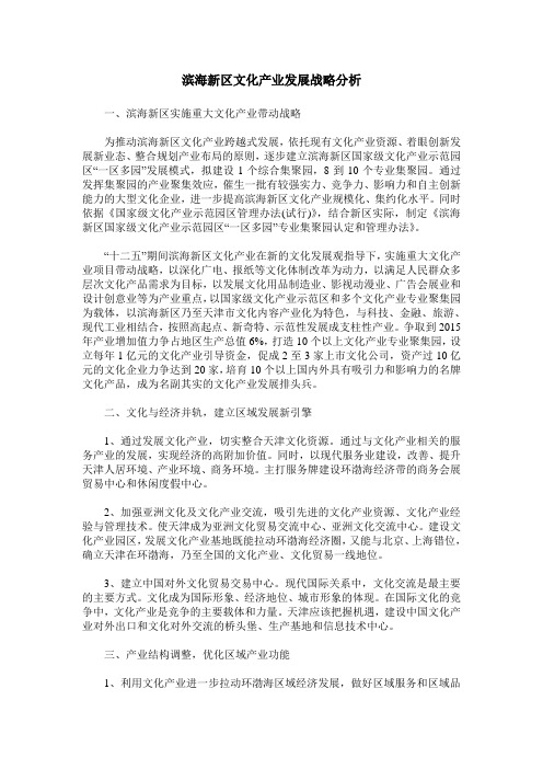 滨海新区文化产业发展战略分析