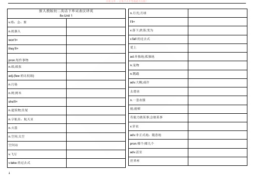 4-2新目标英语八年级下册单词检测卷(中文卷) (1)