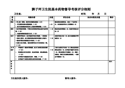 狮子坪卫生院基本药物督导考核评分细则