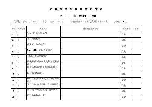 安徽大学实验教学进度表