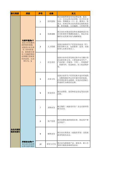 企业内部控制配套指引-个人整理excel版