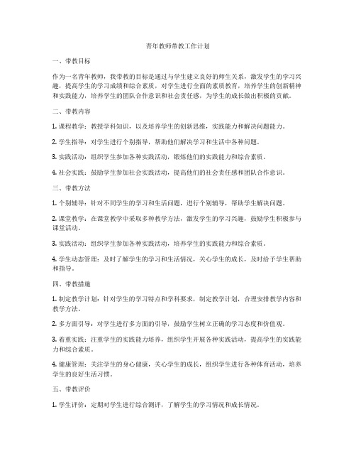 青年教师带教工作计划