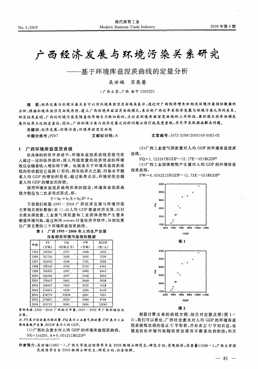 广西经济发展与环境污染关系研究——基于环境库兹涅茨曲线的定量分析