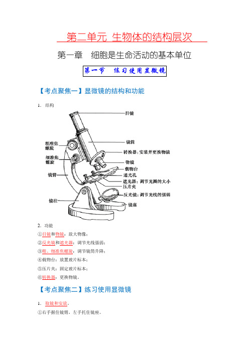 考点02  细胞是生命活动的基本单位 中考生物 知识点复习(人教版)