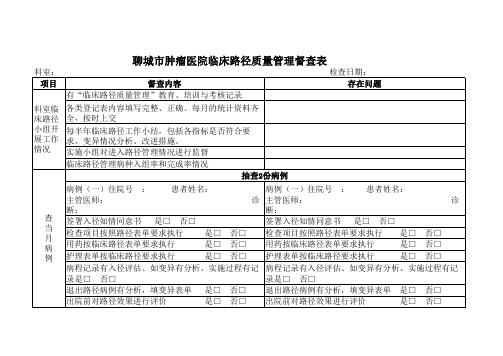 临床路径督导反馈表