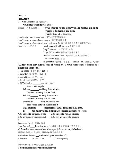 (完整word版)人教版高中英语选修六知识点总结