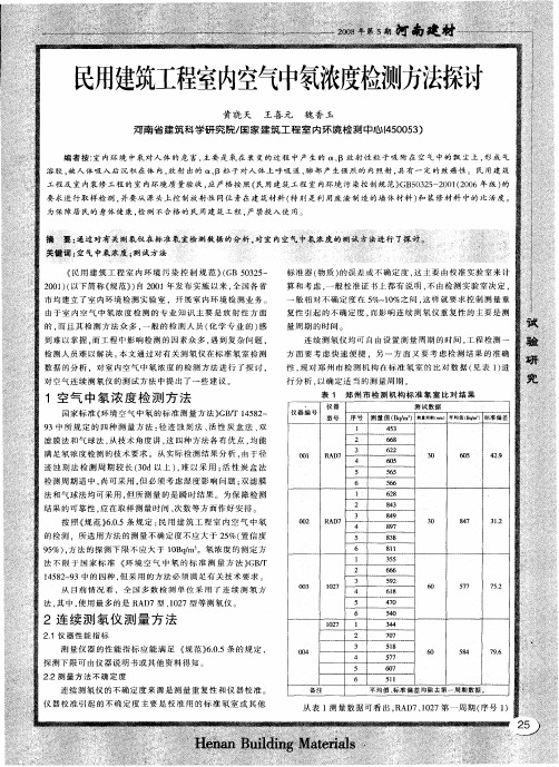 民用建筑工程室内空气中氡浓度检测方法探讨