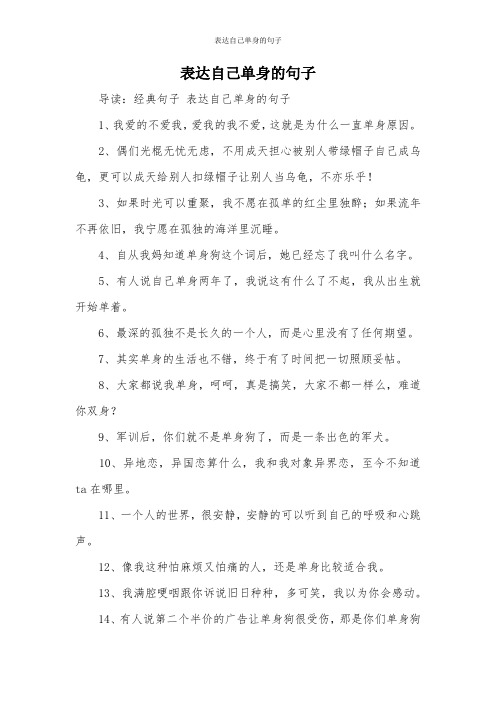 表达自己单身的句子