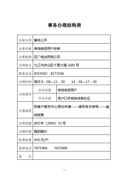 事务办理结构表(精)