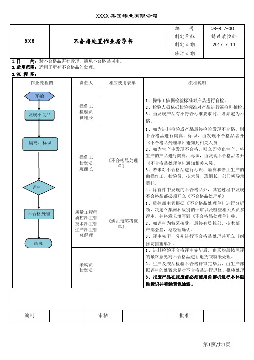 不合格品处理作业指导书