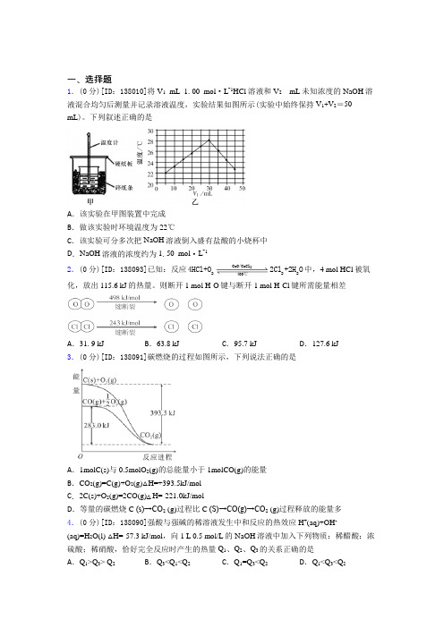 高中化学选修一第一章《化学反应的热效应》测试卷(含答案解析)