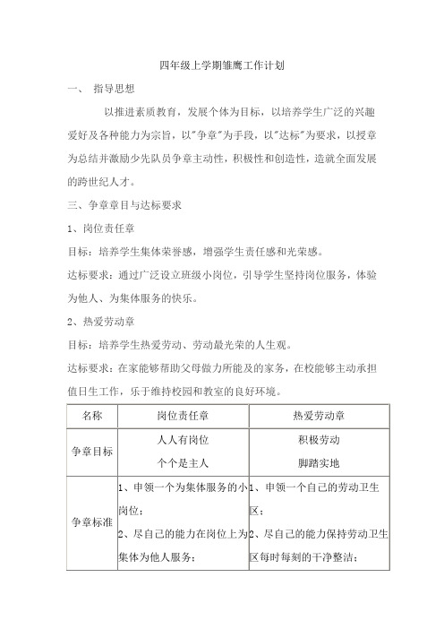 雏鹰争章工作计划