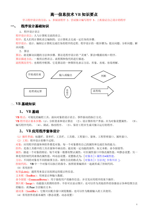 高一信息技术VB知识要点