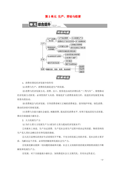 2021高考政治一轮复习 第2单元 生产、劳动与经营单元