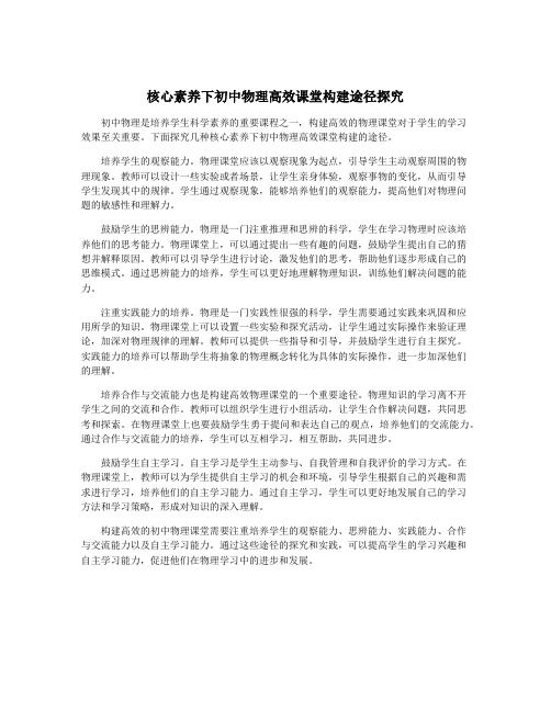 核心素养下初中物理高效课堂构建途径探究