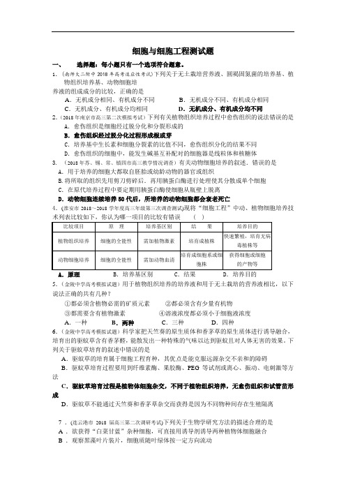 最新-高三生物细胞与细胞工程测试题 精品