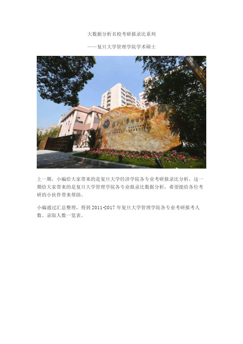 复旦大学管理学院报录比-学术型