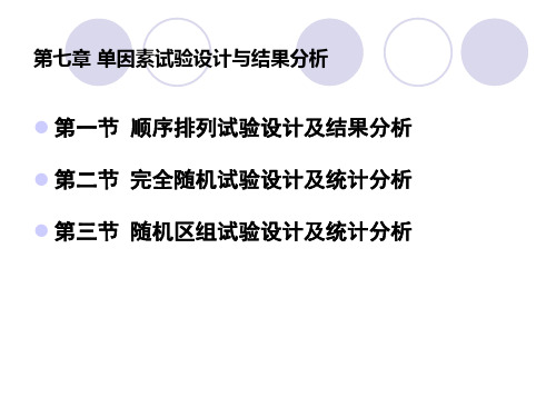 田间试验与统计分析 第七章 单因素试验设计与结果分析