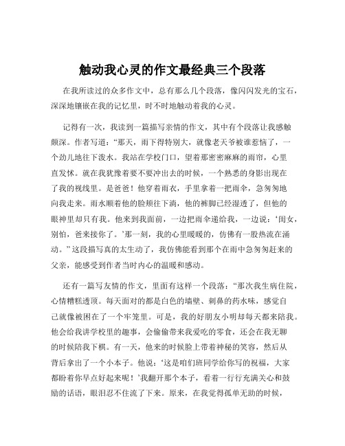 触动我心灵的作文最经典三个段落