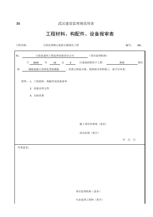 [001]-表F11 材料、构配件进场检验记录_报验申请表