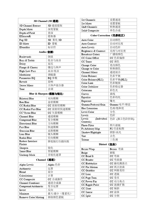 AECS4特效中英翻译