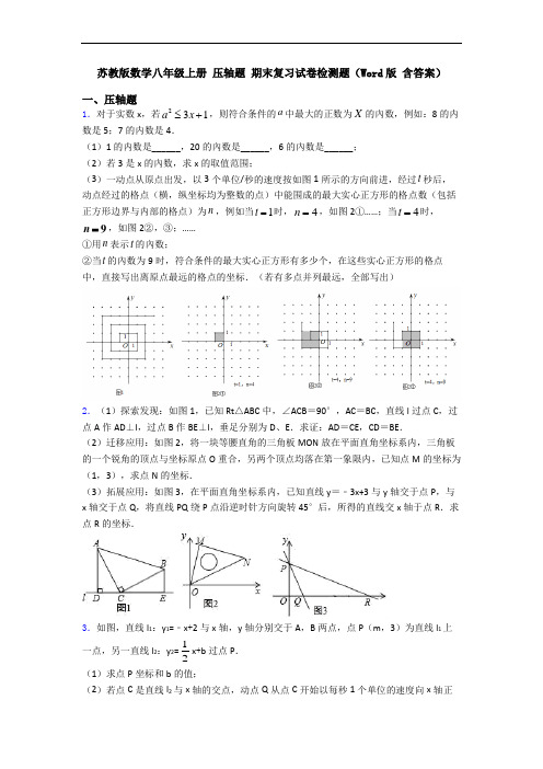 苏教版数学八年级上册 压轴题 期末复习试卷检测题(Word版 含答案)