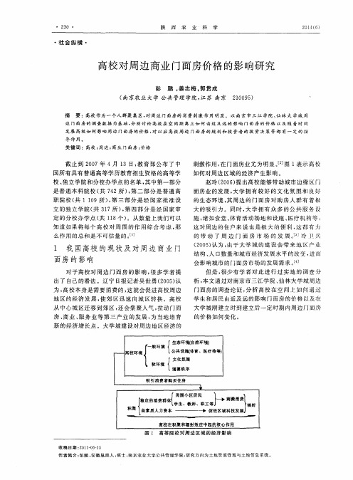 高校对周边商业门面房价格的影响研究