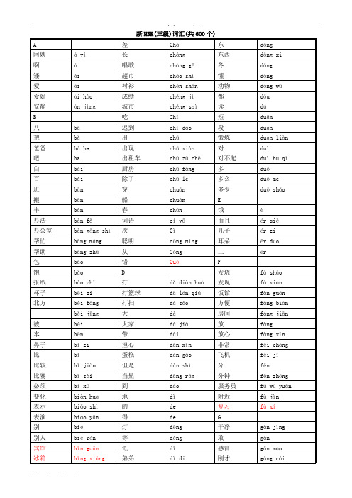 HSK3级词汇-带拼音