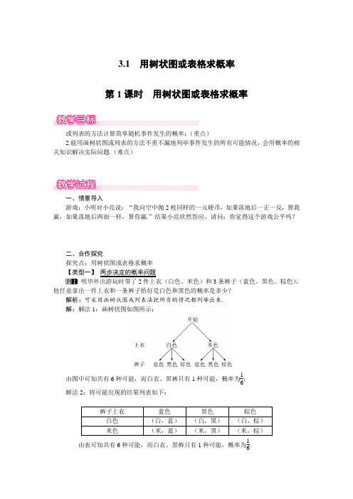 2022年北师版数学《用树状图或表格求概率》精品教案