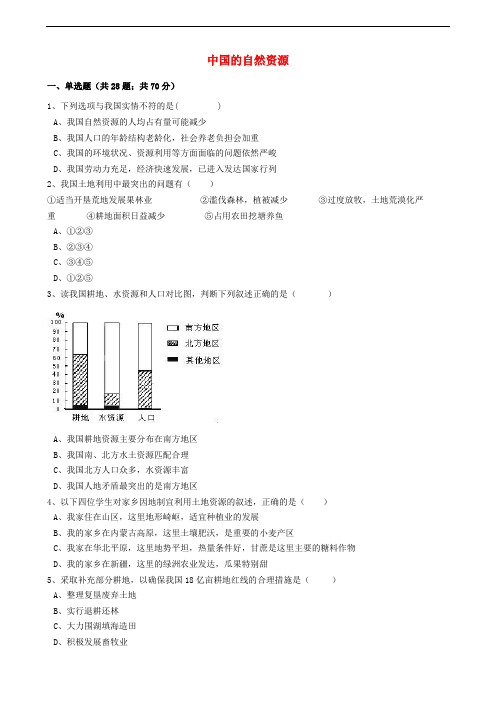 中考地理备考专题 29 中国的自然资源(含解析)