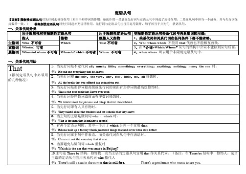 定语从句语法知识点总结(表格版)