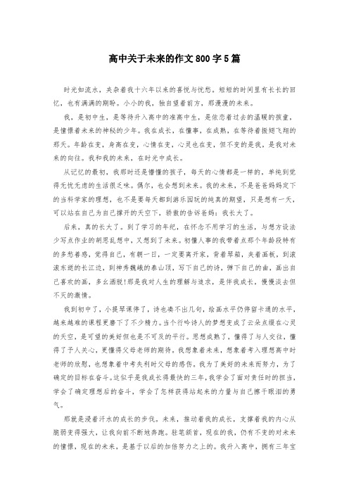 高中关于未来的作文800字5篇