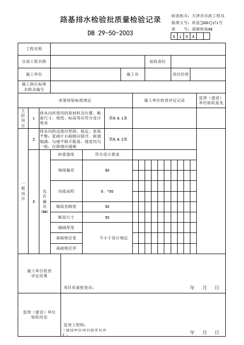 路基排水检验批质量检验记录