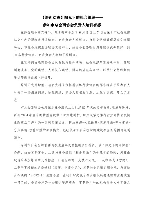 做阳光下的社会组织