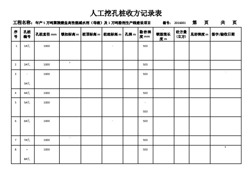 人工挖孔桩收方记录表