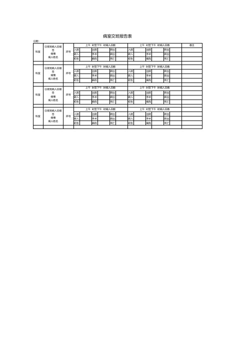 病室交班报告