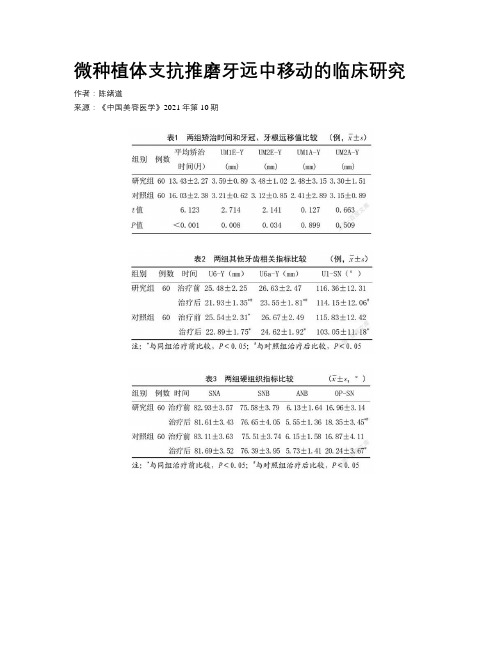 微种植体支抗推磨牙远中移动的临床研究