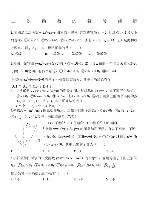 二次函数a,b,c 的符号判断问题