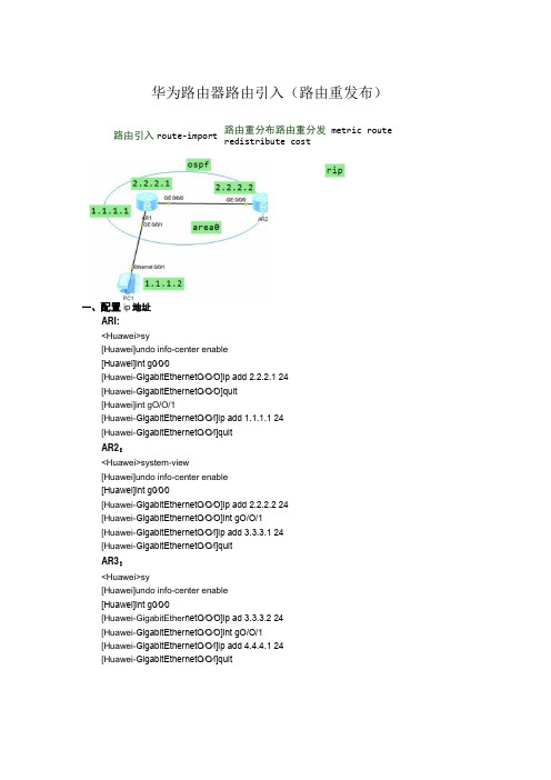 华为路由器路由引入路由重发布ospfrip