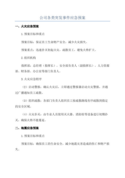 公司各类突发事件应急预案