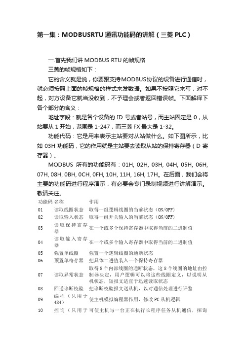 第一集：MODBUSRTU通讯功能码的讲解（三菱PLC）