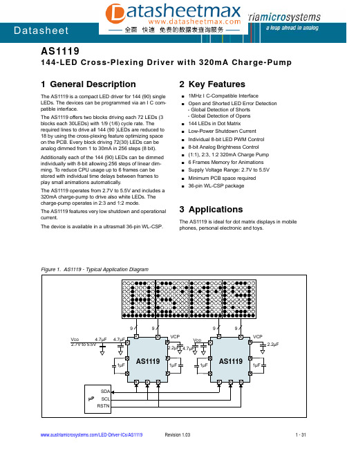 IC datasheet pdf-AS1119,pdf (144 LED driver with charge pump)