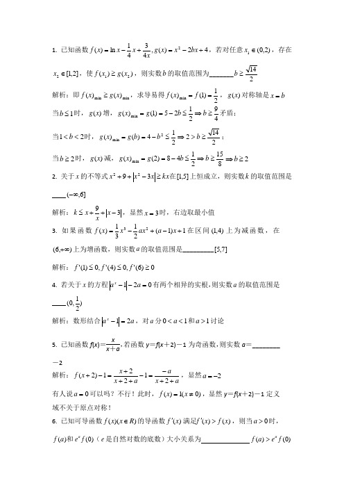 精算高难度压轴填空题-----函数(二)附解析