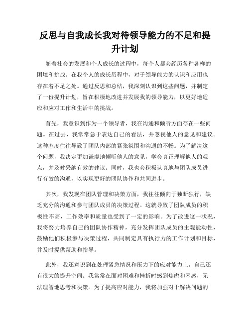 反思与自我成长我对待领导能力的不足和提升计划