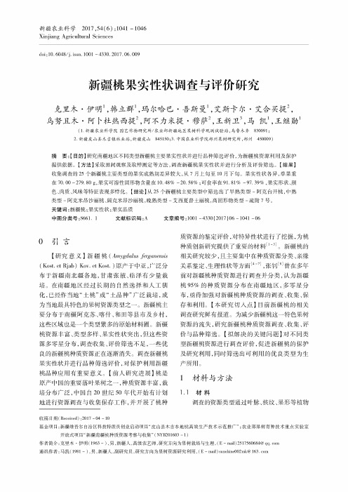 新疆桃果实性状调查与评价研究